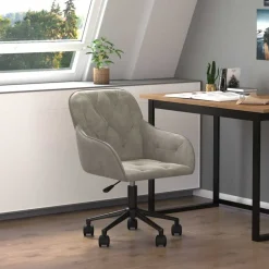 Sale vidaXL Snurrbar kontorsstol sammet Ljusgrå