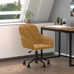 vidaXL Snurrbar kontorsstol brun sammet