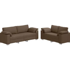 vidaXL Soffa 2 pcs Brun 219 x 80 x 82 cm tyg