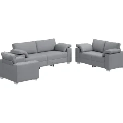 Hot vidaXL Soffa 3 pcs 219 x 80 x 82 cm Linnenblandad tyg Ljusgrå