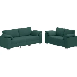 New vidaXL Soffa 2 pcs 219 x 80 x 82 cm tyg Mörkgrön