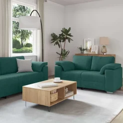 New vidaXL Soffa 2 pcs 219 x 80 x 82 cm tyg Mörkgrön