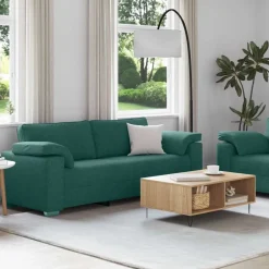 New vidaXL Soffa 2 pcs 219 x 80 x 82 cm tyg Mörkgrön