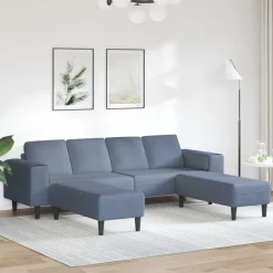 Discount vidaXL Soffa 250 x 188 x 76 cm Kordread tyg Blå