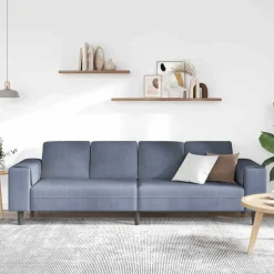 vidaXL Soffa Blå 250 x 77 x 76 cm Kordread tyg