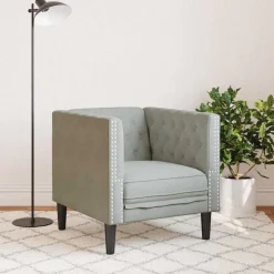 vidaXL Soffa Ljusgrå 74,5 x 71 x 70,5 cm Sammet