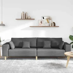 Outlet vidaXL Soffa med kudde 250 x 77 x 76 cm tyg Mörkgrå