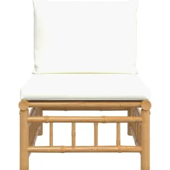 Discount vidaXL Soffa mittdel med gräddvita dynor bambu Kräm
