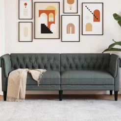 Online vidaXL Soffa 201,5 x 74,5 x 74,5 cm Polyester Mörkgrå