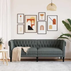 Online vidaXL Soffa 201,5 x 74,5 x 74,5 cm Polyester Mörkgrå