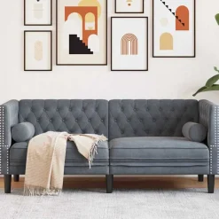 vidaXL Soffa Mörkgrå 174 x 74,5 x 70,5 cm Sammet