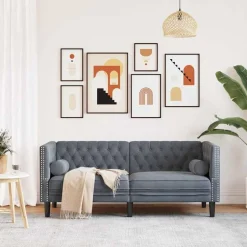 vidaXL Soffa Mörkgrå 174 x 74,5 x 70,5 cm Sammet
