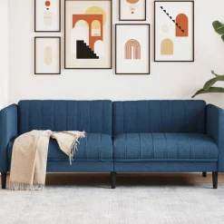 vidaXL Soffa 3-sits blå tyg