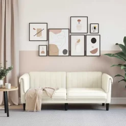 Online vidaXL Soffa 2-sits gräddvit sammet Kräm