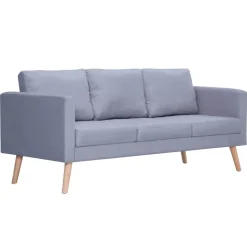 vidaXL Soffa 3-sits i tyg Ljusgrå