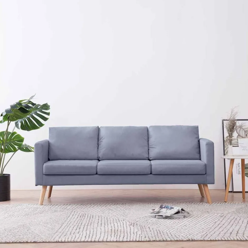 vidaXL Soffa 3-sits i tyg Ljusgrå