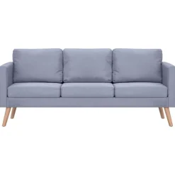 vidaXL Soffa 3-sits i tyg Ljusgrå
