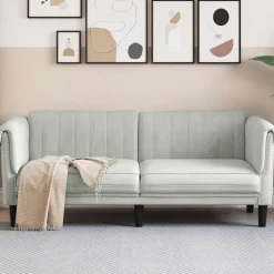 Online vidaXL Soffa 2-sits sammet Ljusgrå