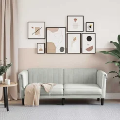 Online vidaXL Soffa 2-sits sammet Ljusgrå