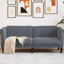 vidaXL Soffa 2-sits mörkgrå sammet