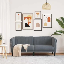 vidaXL Soffa 2-sits mörkgrå sammet