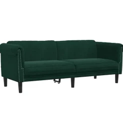 vidaXL Soffa 3-sits mörkgrön sammet