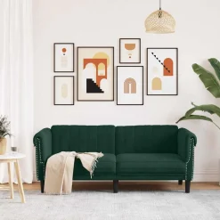 Hot vidaXL Soffa 2-sits sammet Mörkgrön
