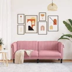 vidaXL Soffa 2-sits rosa sammet