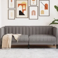 Discount vidaXL Soffa 2-sits tyg Taupe