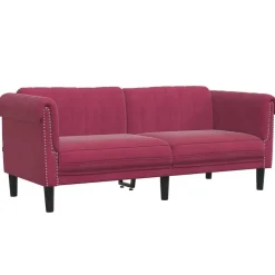 vidaXL Soffa 2-sits vinröd sammet