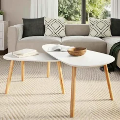 vidaXL Soffbord 2 st massiv furu vit