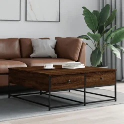 vidaXL Soffbord brun ek 100x99x40 cm konstruerat trä