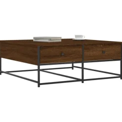 vidaXL Soffbord brun ek 100x99x40 cm konstruerat trä