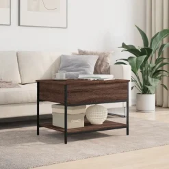vidaXL Soffbord brun ek 70x50x50 cm konstruerat trä och metall