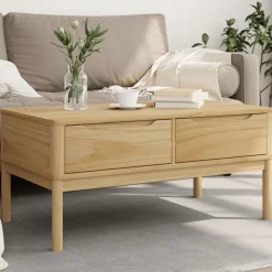 Outlet vidaXL Soffbord FLORO 99x55,5x45 cm massiv furu Vaxbrun