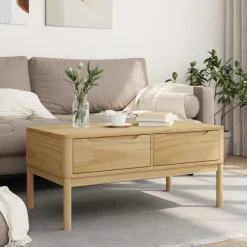 Outlet vidaXL Soffbord FLORO 99x55,5x45 cm massiv furu Vaxbrun