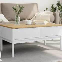 Best vidaXL Soffbord FLORO 99x55,5x45 cm massiv furu Vit