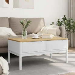 Best vidaXL Soffbord FLORO 99x55,5x45 cm massiv furu Vit