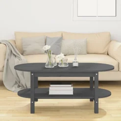 Discount vidaXL Soffbord 110x55x45 cm massiv furu Grå