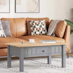 Hot vidaXL Soffbord 100x60x43,5 cm massiv furu panama Grå