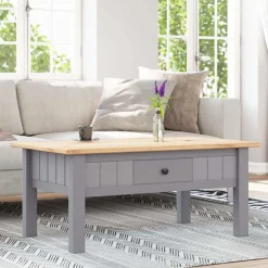 Hot vidaXL Soffbord 100x60x43,5 cm massiv furu panama Grå