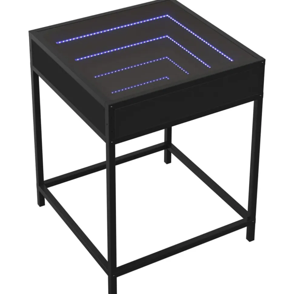 vidaXL Soffbord med Infinity LEDs svart 40x40x51 cm