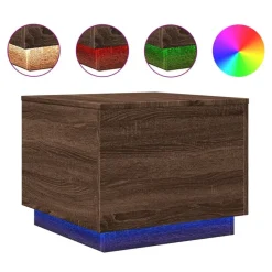 vidaXL Soffbord med LED brun ek 50x50x40 cm