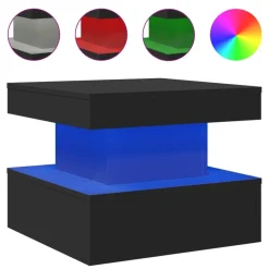 Hot vidaXL Soffbord med LED 50x50x40 cm Svart