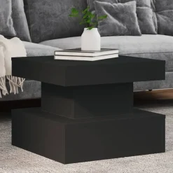Hot vidaXL Soffbord med LED 50x50x40 cm Svart