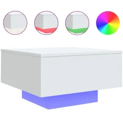 vidaXL Soffbord med LED vit 55x55x31 cm