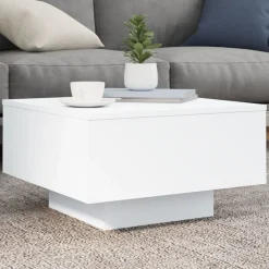 vidaXL Soffbord med LED vit 55x55x31 cm