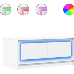 vidaXL Soffbord med LEDs vit konstruerat trä