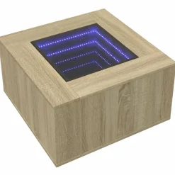vidaXL Soffbord med LEDs sonoma-ek 60x60x40 cm konstruerat trä