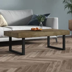 vidaXL Soffbord mörkbrun och svart 120x60x40 cm MDF och järn